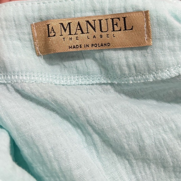 LAMANUEL THE LABEL Women’s Light Aqua Ruffle Mini Dress - Picture 9 of 14